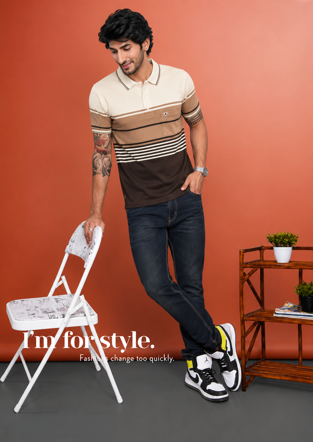 STRIPES POLO NECK