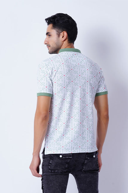 Fashion polo Over print white T-shirt