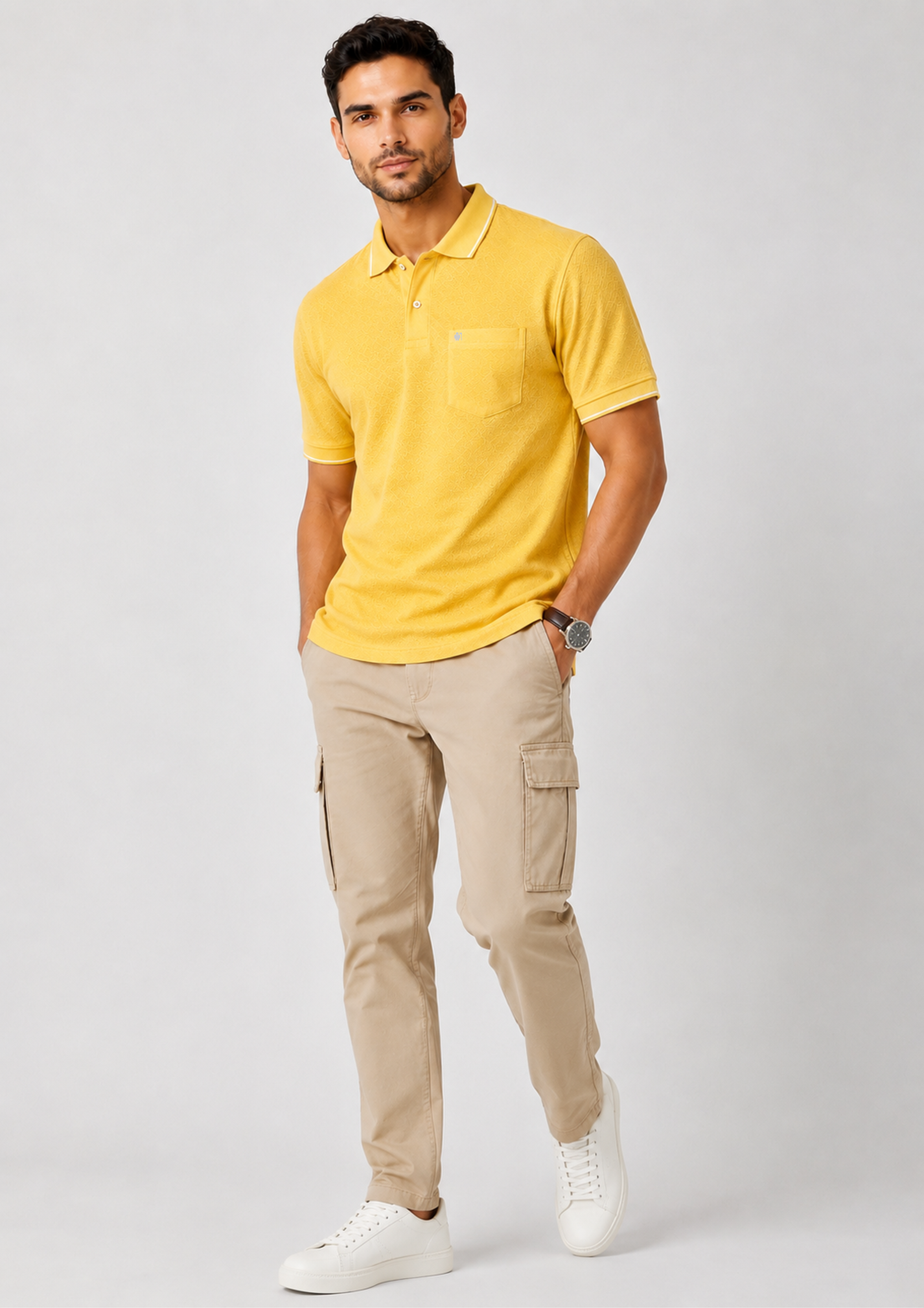 POLO NECK T-SHIRT (BIRDS EYE)