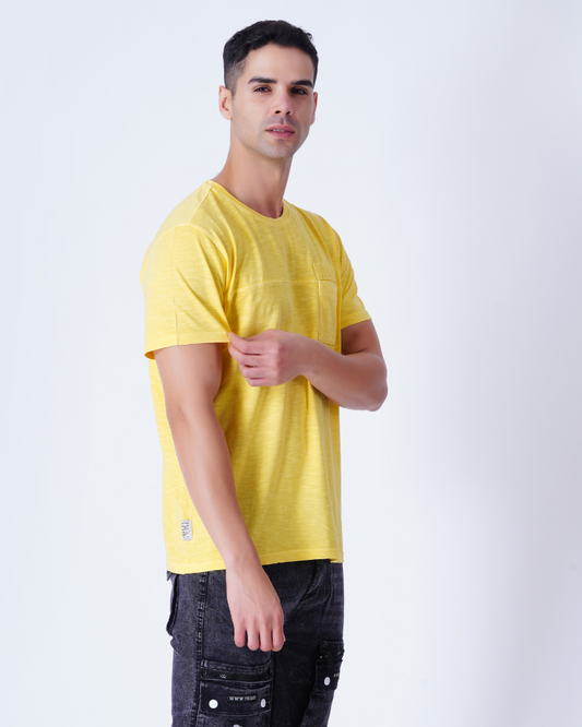 Classic round neck yellow T-shirt